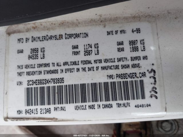 1999 CHRYSLER 300M 2C3HE66G3XH783935 Photo 8