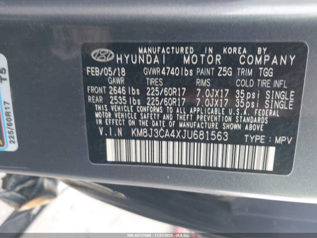 2018 HYUNDAI TUCSON KM8J3CA4XJU681563 Photo 8