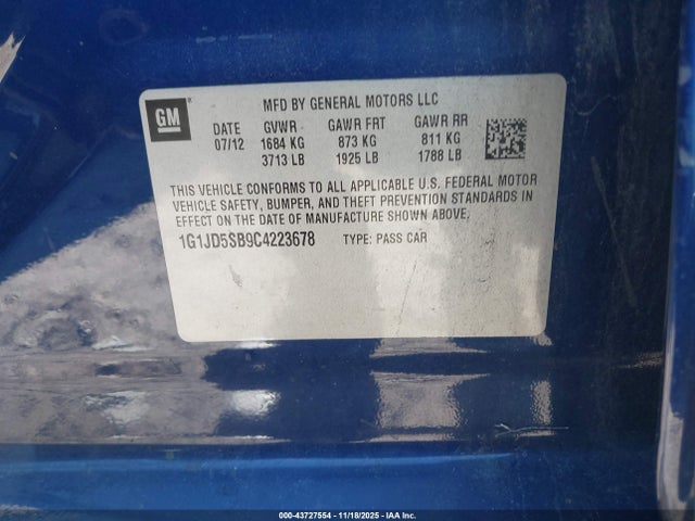 2012 CHEVROLET SONIC 1G1JD5SB9C4223678 Photo 8