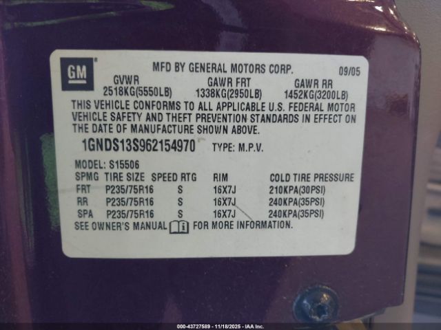 2006 CHEVROLET TRAILBLAZER 1GNDS13S962154970 Photo 8