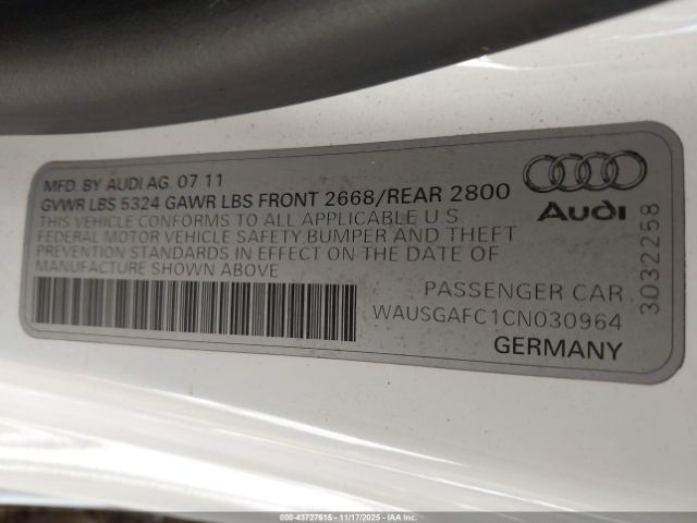 2012 AUDI A7 WAUSGAFC1CN030964 Photo 8