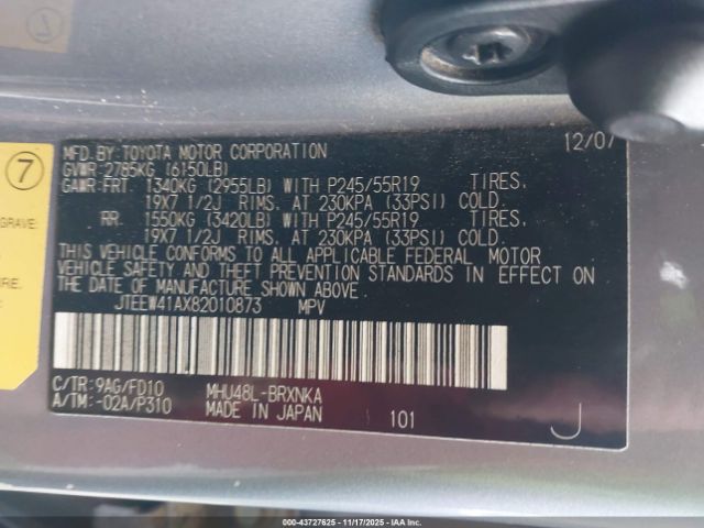 2008 TOYOTA HIGHLANDER HYBRID JTEEW41AX82010873 Photo 8