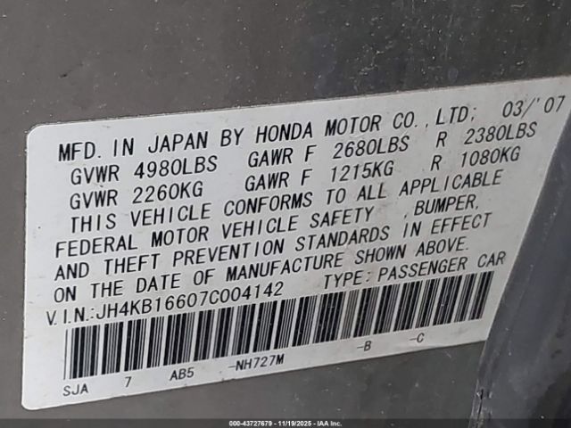 2007 ACURA RL JH4KB16607C004142 Photo 8