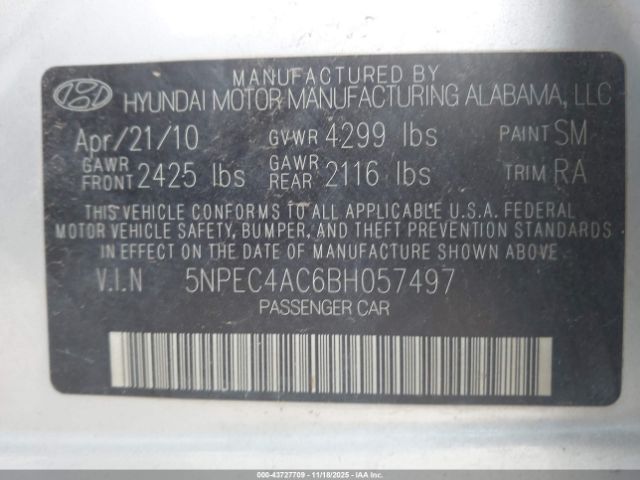 2011 HYUNDAI SONATA 5NPEC4AC6BH057497 Photo 8