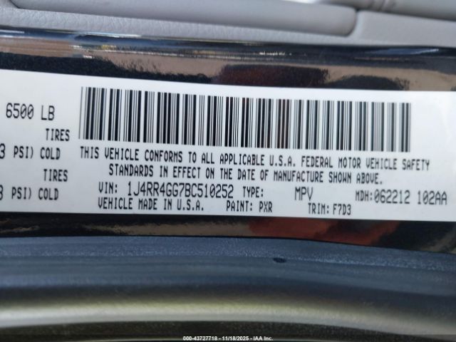 2011 JEEP GRAND CHEROKEE 1J4RR4GG7BC510252 Photo 8