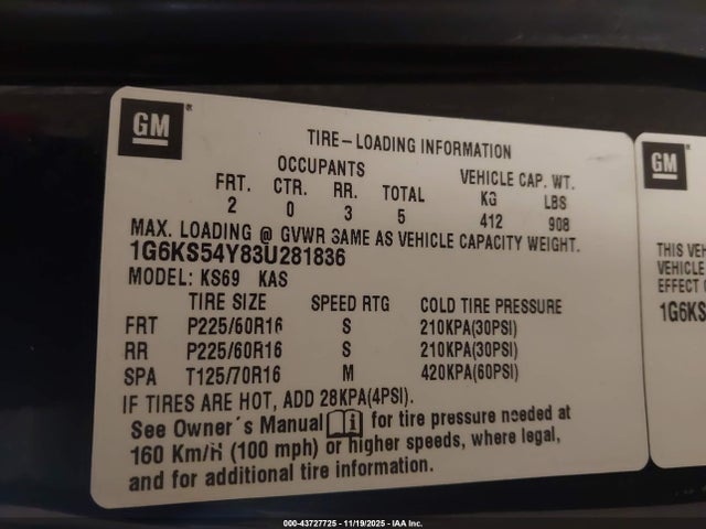 2003 CADILLAC SEVILLE 1G6KS54Y83U281836 Photo 8