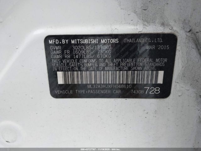 2015 MITSUBISHI MIRAGE ML32A3HJXFH048610 Photo 8