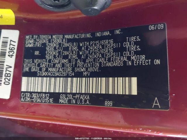 2010 TOYOTA SIENNA 5TDKK4CC9AS297154 Photo 8