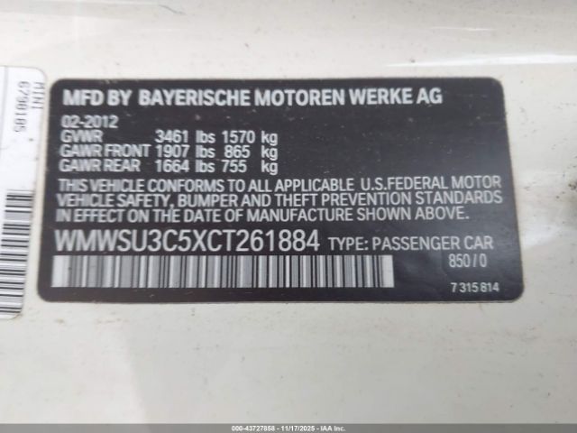 2012 MINI COOPER WMWSU3C5XCT261884 Photo 8