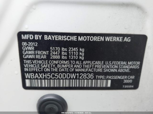 2013 BMW 528I WBAXH5C50DDW12836 Photo 8