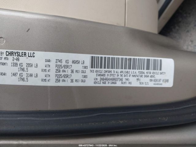 2008 CHRYSLER TOWN & COUNTRY 2A8HR64X48R697346 Photo 8