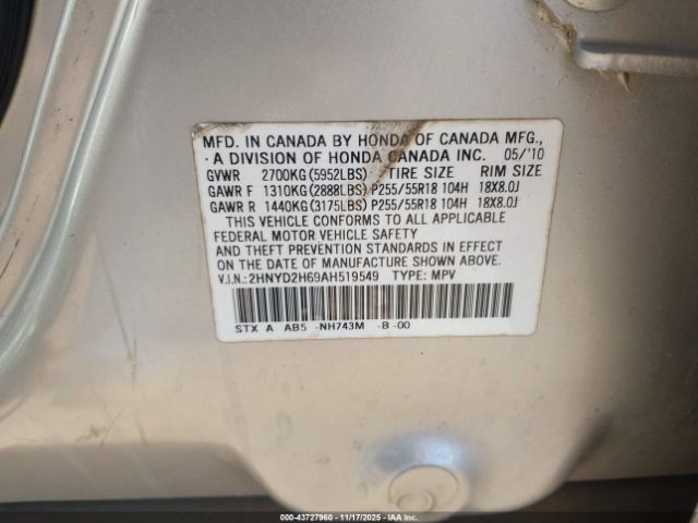 2010 ACURA MDX 2HNYD2H69AH519549 Photo 8