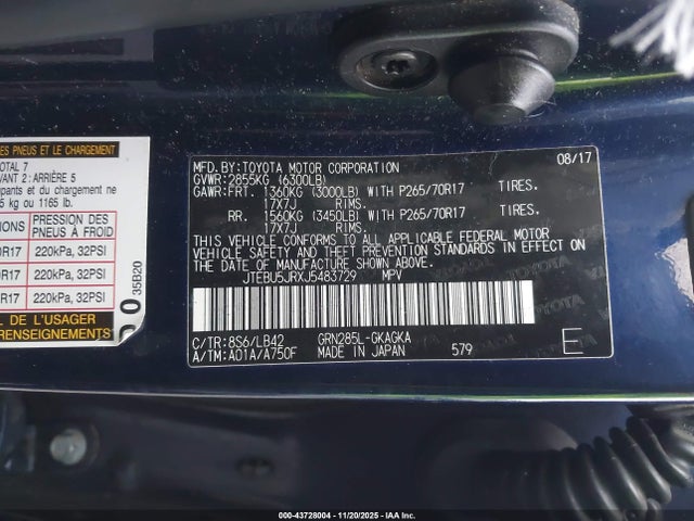 2018 TOYOTA 4RUNNER JTEBU5JRXJ5483729 Photo 8