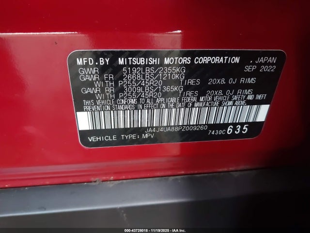 2023 MITSUBISHI OUTLANDER JA4J4UA88PZ009260 Photo 8