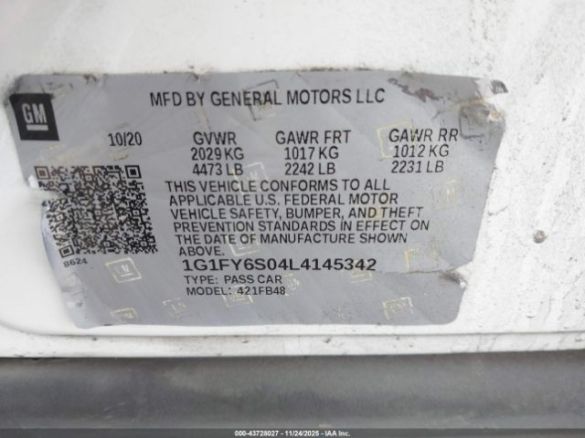 2020 CHEVROLET BOLT EV 1G1FY6S04L4145342 Photo 8