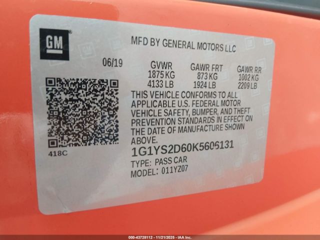 2019 CHEVROLET CORVETTE 1G1YS2D60K5606131 Photo 8