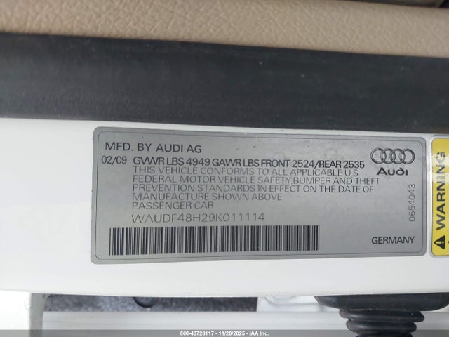 2009 AUDI A4 WAUDF48H29K011114 Photo 8