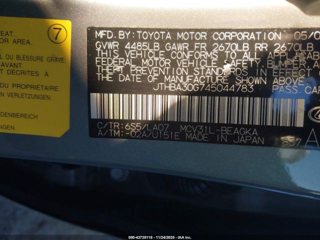 2004 LEXUS ES 330 JTHBA30G745044783 Photo 8