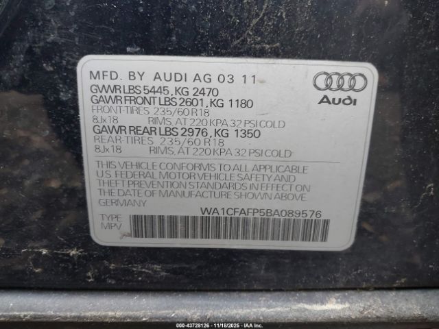 2011 AUDI Q5 WA1CFAFP5BA089576 Photo 8