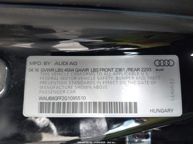 2016 AUDI A3 WAUB8GFF2G1095510 Photo 8