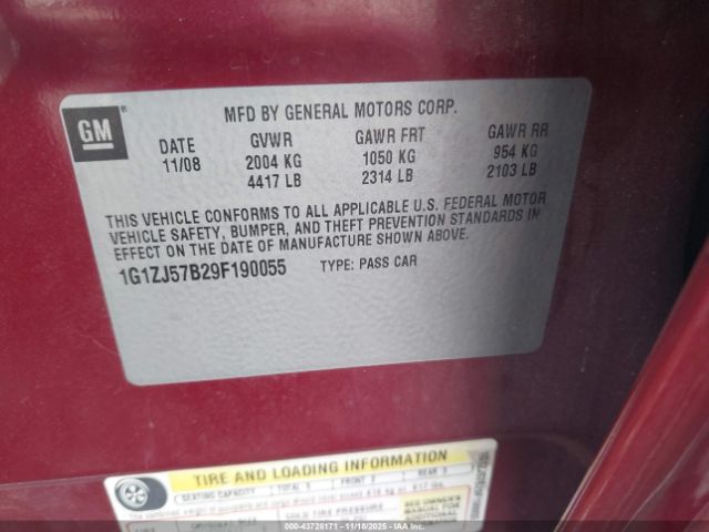 2009 CHEVROLET MALIBU 1G1ZJ57B29F190055 Photo 8