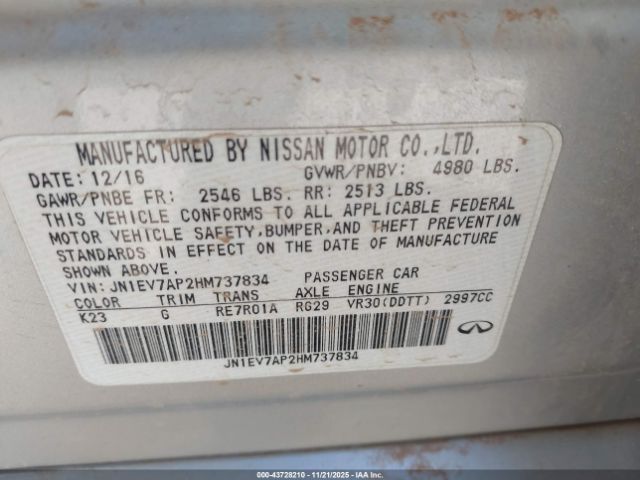 2017 INFINITI Q50 JN1EV7AP2HM737834 Photo 8