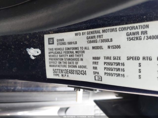 2008 HUMMER H3 SUV 5GTEN13E488162434 Photo 8
