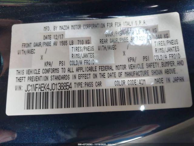 2018 FIAT 124 SPIDER JC1NFAEK4J0138854 Photo 8