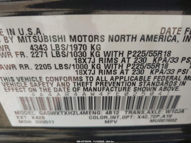 2015 MITSUBISHI OUTLANDER SPORT 4A4AR4AW4FE025041 Photo 8