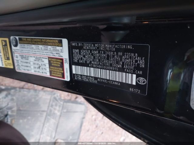 2009 TOYOTA CAMRY 4T1BE46K59U898915 Photo 8