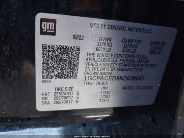 2022 CHEVROLET SILVERADO 1500 1GCPACED9NZ639067 Photo 8