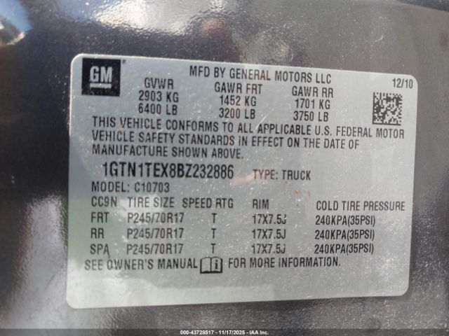 2011 GMC SIERRA 1500 1GTN1TEX8BZ232886 Photo 8