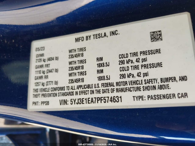 2023 TESLA MODEL 3 5YJ3E1EA7PF574631 Photo 8