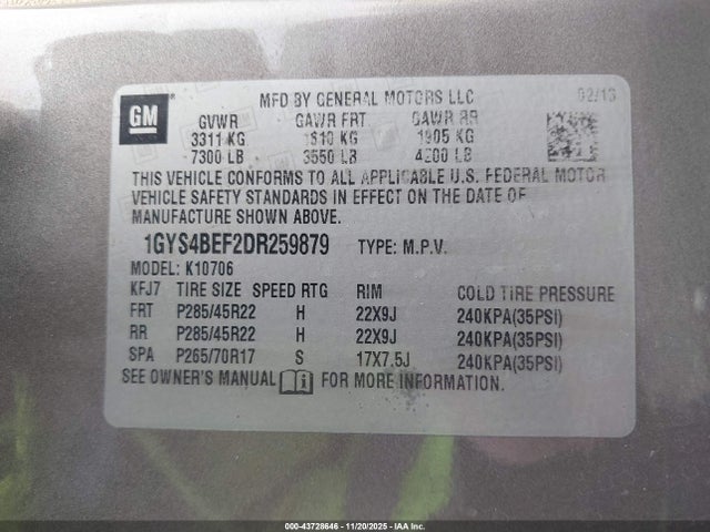 2013 CADILLAC ESCALADE 1GYS4BEF2DR259879 Photo 8