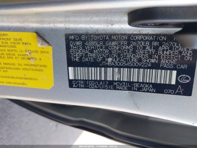 2004 LEXUS ES 330 JTHBA30G545009224 Photo 8