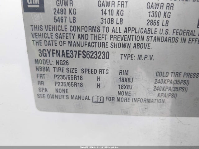 2015 CADILLAC SRX 3GYFNAE37FS623230 Photo 8