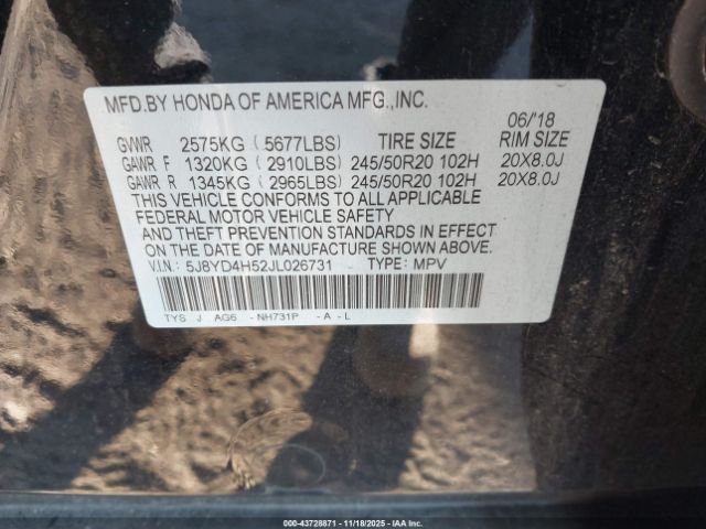 2018 ACURA MDX 5J8YD4H52JL026731 Photo 8