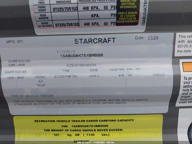 1SABU0AK7S1BM5088 Starcraft Autumn Ridge 180bhs