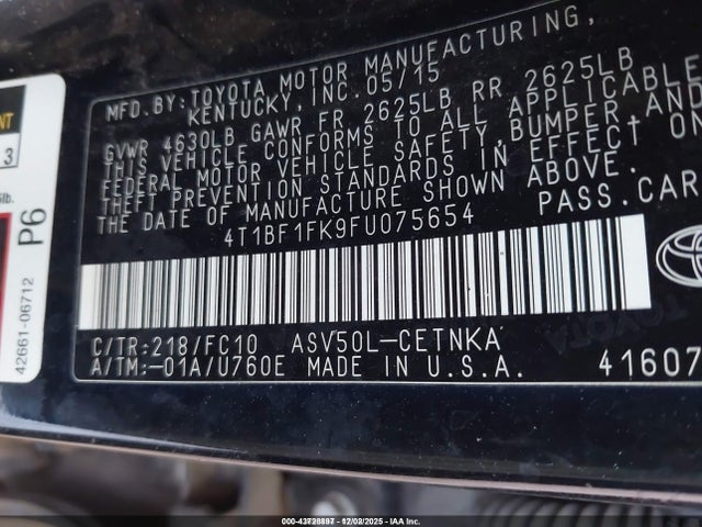 Toyota CAMRY LE 2015 4T1BF1FK9FU075654 Image 9