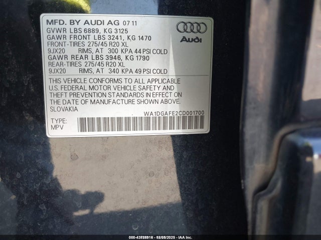 2012 AUDI Q7 WA1DGAFE2CD001700 Photo 8