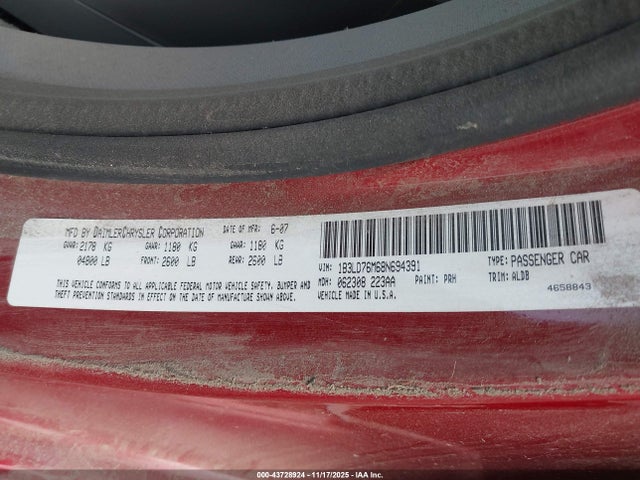 Продажа на аукционе авто 2008 Dodge Avenger R/t, vin: 1B3LD76M68N694391, номер лота: 43728924
