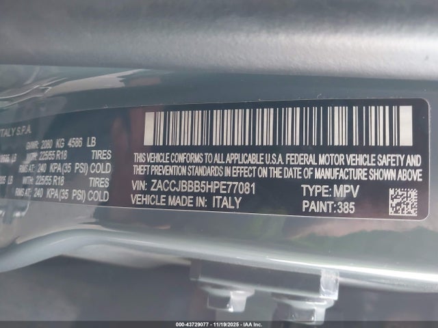ZACCJBBB5HPE77081 Jeep Renegade Altitude 4x4
