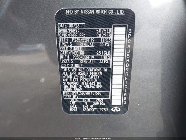 Aukcja sprzedaży 2024 Infiniti Qx50 Luxe Awd, vin: 3PCAJ5BB9RF101582, numer aukcji: 43729188