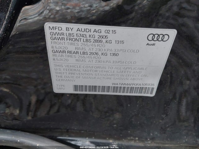 2015 AUDI Q5 WA1WMAFP0FA105935 Photo 8
