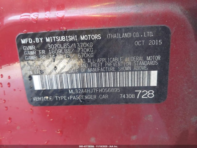 2015 MITSUBISHI MIRAGE ML32A4HJ7FH056895 Photo 8