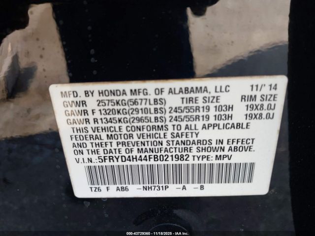 2015 ACURA MDX 5FRYD4H44FB021982 Photo 8
