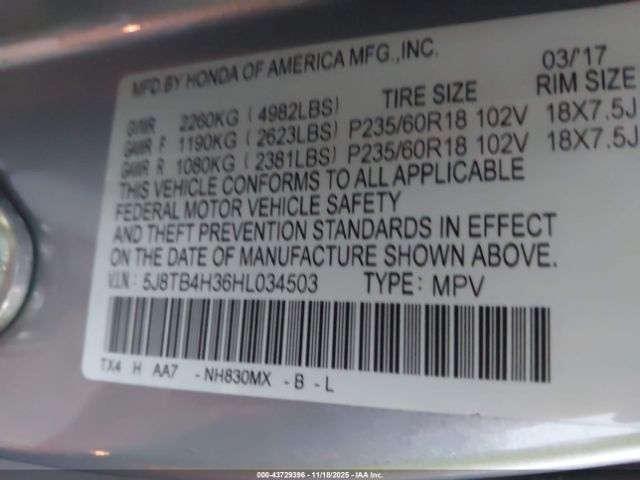 2017 ACURA RDX 5J8TB4H36HL034503 Photo 8