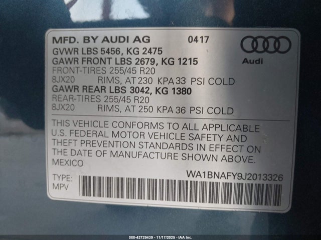 2018 AUDI Q5 WA1BNAFY9J2013326 Photo 8
