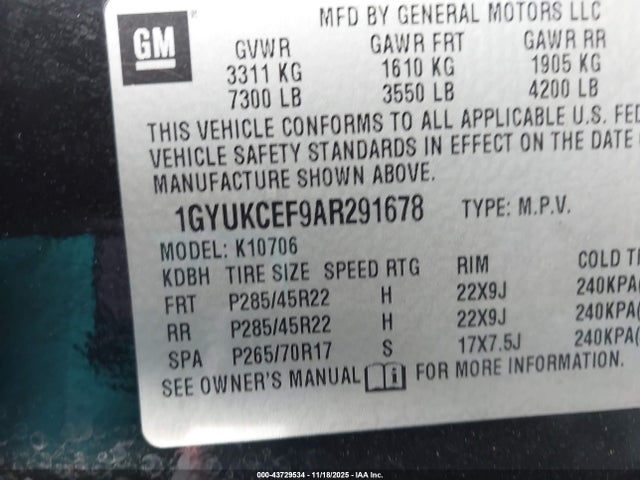 2010 CADILLAC ESCALADE 1GYUKCEF9AR291678 Photo 8