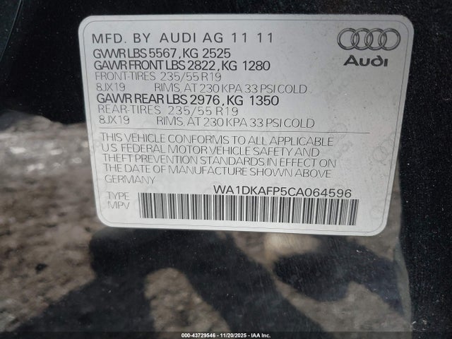 2012 AUDI Q5 WA1DKAFP5CA064596 Photo 8